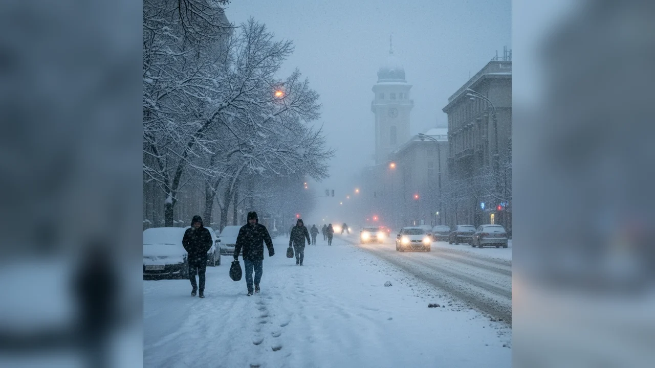 Cod roșu de ninsoare abundentă în județul Ilfov și București, emis de ANM