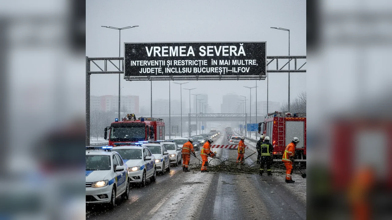 Ninsori și viscol în județul Ilfov: intervenții și restricții de circulație pe 22 februarie 2026