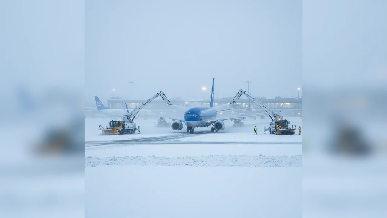 Trafic aerian în condiții de iarnă pe Aeroportul Henri Coandă din Ilfov: zborurile se desfășoară conform programului