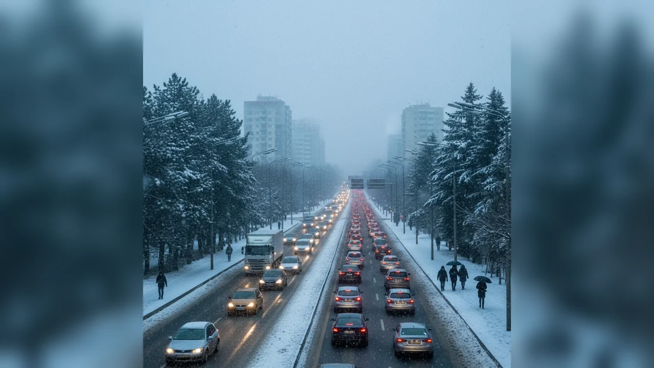 Trafic rutier în condiții de iarnă în județul Ilfov și București, anunțat de Centrul Infotrafic